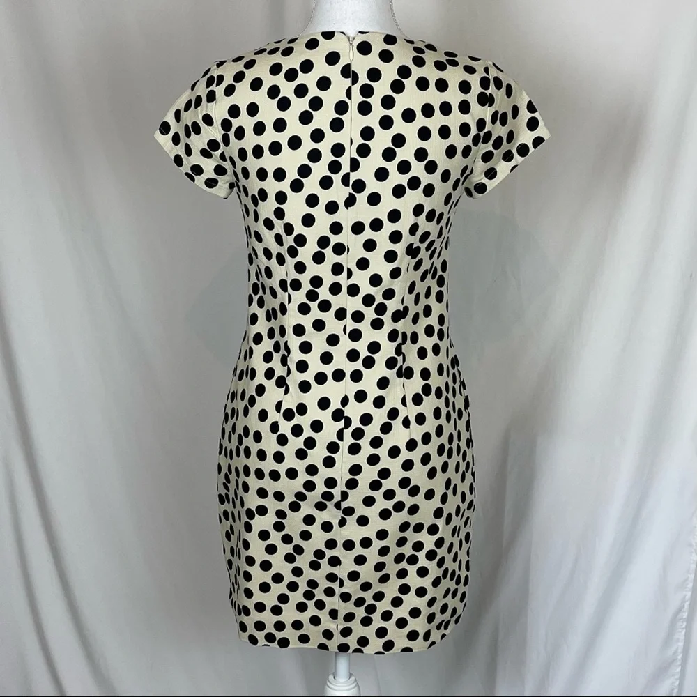 J Crew 100% Cotton Cream & Black Polka Dot Dress - Picture 5 of 11